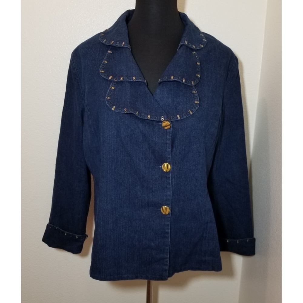 Odeliah Womens Size 24W Denim Jacket Retro Western Cowgirl Cottage Minimalist